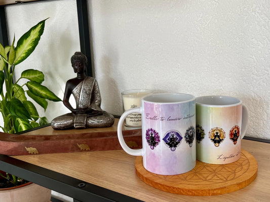 Mug Éveil des 7 Chakras, Éveiller sa Lumière Intérieure, Mug Spirituel, Équilibre et Harmonie , Cadeau Bien-être, Cadeau unique