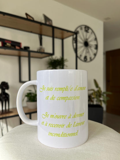 Mug Chakra Cœur,Amour & Compassion,Collection Mugs Chakras Spirituels,Éveil,Spiritualité,Mantra,Cadeau unique,Idée cadeau