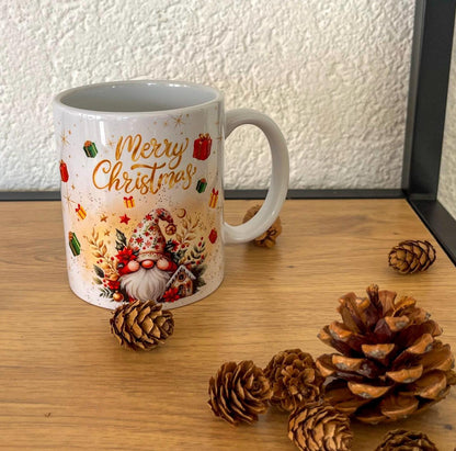 Mug de Noël Personnalisé, Gnome et ses cadeaux, Idée Cadeau Original, Noël 2024, Tasse personnalisée, Cadeau personnalisé