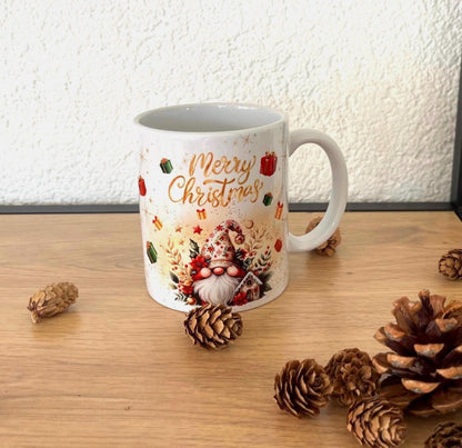 Mug de Noël Personnalisé, Gnome et ses cadeaux, Idée Cadeau Original, Noël 2024, Tasse personnalisée, Cadeau personnalisé